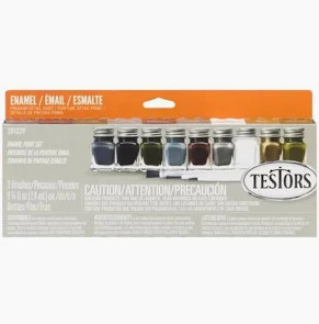 Testor Corp ~ All Scale ~ Military Enamel Paint Set ~ 8 Colors, Thinner, 3 Brushes ~ 704-281229
