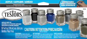 Testor Corp ~ All Scale ~ Acrylic Paint Sets ~ 9 Colors ~ Each: 1/4oz 7.4mL ~ Aircraft Colors ~ 704-9136