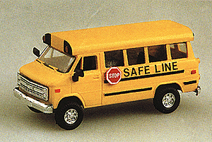 Trident Miniatures ~ HO Scale ~ Chevrolet School Bus ~ Safe Line (yellow, black) ~ 729-90076