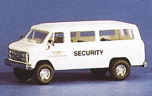 Trident Miniatures ~ HO Scale ~ Military ~ United States Navy (Modern) ~ Light Trucks ~ Chevrolet Personnel Van ~ Naval Consolidated Brig (white, "Security" Slogan) ~ 729-90112