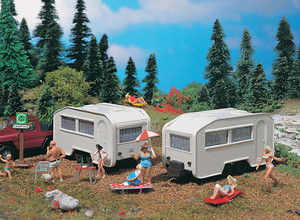 Vollmer Gmbh ~ HO Scale ~ Camping Trailer ~ package(2) ~ 2-13/32 x 1-5/8 x 1-13/32" 6 x 4 x 3.5cm ~ 770-45147
