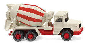Wiking ~ HO Scale ~ 1970-1978 Magirus Deutz Concrete Mixer ~ Assembled ~ Ivory, Red ~ 781-68205