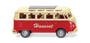 Wiking ~ HO Scale ~ 1963-1967 Volkswagen T1 Samba Passenger Van ~ Assembled ~ Hanseat (ivory, red) ~ 781-79730
