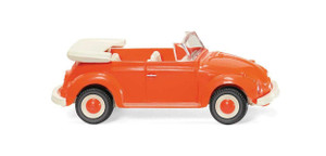 Wiking ~ HO Scale ~ 1964-1974 Volkswagen Beetle Convertible ~ Assembled ~ Orange, White (Sieper 100th Anniversary) ~ 781-80209