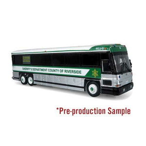 Iconic Replicas ~ HO Scale ~ MCI D4000 Coach ~ Assembled ~ Riverside County Sheriff ~ 870482