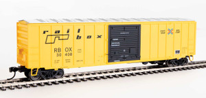 WalthersMainline ~ HO Scale ~ 50' ACF Exterior Post Boxcar ~ Ready to Run ~ Railbox #30408 (yellow, Black Door; Small Logo, Slogan) ~ 910-1867