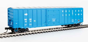 WalthersMainline ~ HO Scale ~ 50' ACF Exterior Post Boxcar ~ Ready to Run ~ Wisconsin & Southern #101570 (blue, white; Small Goose Logo) ~ 910-1870