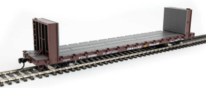 WalthersMainline ~ HO Scale ~ 60' Pullman-Standard Bulkhead Flatcar (48' IL) ~ Ready to Run ~ Trailer Train #90566 (brown) ~ 910-5873