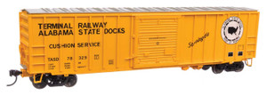 WalthersMainline ~ HO Scale ~ 50' ACF Exterior Post Boxcar ~ Ready to Run ~ Terminal Railway Alabama State Docks TASD #78329 (yellow, black, white) ~ 910-1874