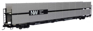 WalthersMainline ~ HO Scale ~ 89' Flatcar w/Bi-Level Shielded Auto Rack ~ Ready to Run ~ Norfolk & Western Rack & Flatcar #412024 ~ 910-8122
