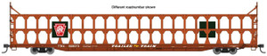 WalthersMainline ~ HO Scale ~ 89' Flatcar w/Tri-Level Open Auto Rack ~ Ready to Run ~ Pennsylvania Railroad Rack Trailer-Train Flatcar #908090 (brown) ~ 910-8214