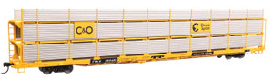WalthersMainline ~ HO Scale ~ 89' Flatcar w/Tri-Level Shielded Auto Rack ~ Ready to Run ~ Chesapeake & Ohio #850485, TTKX Flatcar (yellow) ~ 910-8307