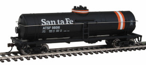 Walthers Trainline ~ HO Scale ~ Tank Car ~ Ready to Run ~ Atchison, Topeka & Santa Fe #98016 (black, Orange & White Stripes) ~ 931-1444