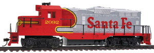 Walthers Trainline ~ HO Scale ~ EMD GP9M ~ Standard DC ~ Santa Fe #2092 (Warbonnet; red, silver) ~ 931-113