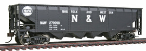 Walthers Trainline ~ HO Scale ~ Offset Quad Hopper ~ Ready To Run ~ Norfolk & Western (black; Block N&W, Hamburger Logo) ~ 931-1655