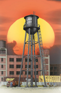 Walthers Cornerstone ~ HO Scale ~ City Water Tower ~ Built-ups ~ Assembled ~ Black ~ 933-2825