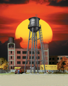 Walthers Cornerstone ~ N Scale ~ City Water Tower ~ Assembled ~ Black ~ 933-3832