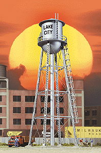 Walthers Cornerstone ~ HO Scale ~ City Water Tower ~ Built-ups ~ Assembled ~ Silver ~ 933-2826