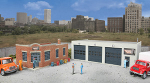 Walthers Cornerstone ~ HO Scale ~ Express Motor Freight Lines ~ Kit ~ Office: 4-1/4 x 4-7/8 x 2-3/8"; Garage: 4-1/16 x 7-1/8 x 2-1/2" ~ 933-4049