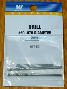 Walthers Tools & Screws ~ Any Scale ~ Drill Bit ~ package(2) ~ #50 - .070" Diameter ~ 947-50