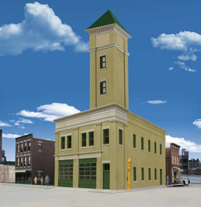 Walthers Cornerstone ~ HO Scale ~ Two-Bay Fire Station ~ Kit ~ 8 x 4-7/8 x 5-1/2" 20.3 x 12.4 x 14cm ~ 933-4022