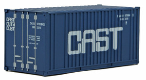 Walthers SceneMaster ~ HO Scale ~ 20' Corrugated Container with Flat Panel ~ Assembled ~ CAST (blue, white) ~ 949-8009