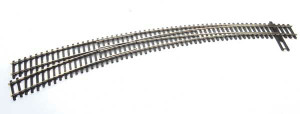 Walthers WalthersTrack ~ HO Scale ~ Code 83 Nickel Silver DCC-Friendly Curved Turnout ~ 24 and 28" Radii ~ Left Hand ~ 948-83063