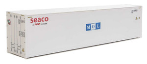 Walthers SceneMaster ~ HO Scale ~ 40' Hi-Cube Smooth-Side Reefer Container ~ Assembled ~ Mitsui Overseas Lines ~ SEACO/MOL (white, blue, red) ~ 949-8365