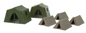 Walthers SceneMaster ~ HO Scale ~ Camping Tents ~ 4 Small, 2 Large ~ 949-4165