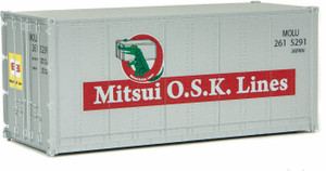 Walthers SceneMaster ~ HO Scale ~ 20' Smooth-Side Container ~ Ready to Run ~ Mitsui OSK Lines (gray, Alligator Logo) ~ 949-8657