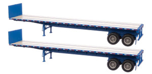 Walthers SceneMaster ~ HO Scale ~ 40' Flatbed Trailer ~ Ready to Run ~ 2-Pack ~ Blue ~ 949-2701