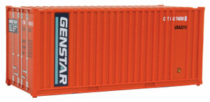 Walthers SceneMaster ~ HO Scale ~ 20' Corrugated Container with Flat Panel ~ Assembled ~ Genstar (orange, blue, white) ~ 949-8003