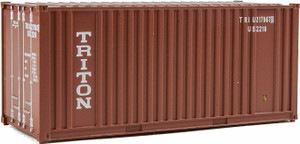 Walthers SceneMaster ~ HO Scale ~ 20' Corrugated Container with Flat Panel ~ Assembled ~ Triton (brown, white) ~ 949-8004