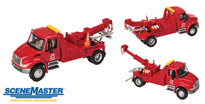 Walthers SceneMaster ~ HO Scale ~ International 4300 Tow Truck ~ Assembled ~ Red ~ 949-11531