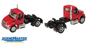 Walthers SceneMaster ~ HO Scale ~ International 4300 Single-Axle Semi Tractor Only ~ Assembled ~ Red ~ 949-11131