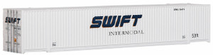 Walthers SceneMaster ~ HO Scale ~ 53' Singamas Corrugated Side Container ~ Ready to Run ~ Swift (white, blue) ~ 949-8509