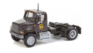 Walthers SceneMaster ~ HO Scale ~ International 4900 Single-Axle Semi Tractor Only ~ Assembled ~ United Parcel Service (Modern Shield Logo; brown, yellow) ~ 949-11193