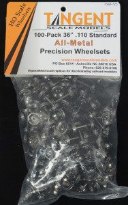 Tangent ~ HO Scale ~ 36" Wheels ~ Normal Tread ~ Needlepoint 1.004" ~ 100 Pack ~ 125
