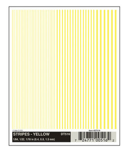 Woodland Scenics ~ Dry Transfer Alphabet & Number Sets ~ Stripes (Yellow) 1/64, 1/32 & 1/16" ~ DT516