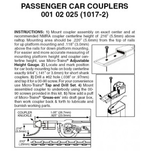 Micro Trains ~ N Scale ~ Passenger Car Couplers ~ 1017-2 ~ 00102025