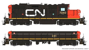Rapido HO Scale ~ GP9rm CN Canadian National #7240 ~ Slug #241 ~ DCC Sound ~ 41515