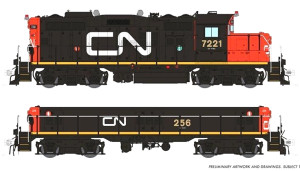 Rapido HO Scale ~ GP9rm CN Canadian National #7221 ~ Slug #256 ~ DC ~ 41018