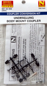 Micro Trains ~ N Scale ~ Underslung Body Mount Coupler ~ 2 Pair ~ 00102050