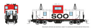 Rapido ~ N Scale ~ Angus Shops Wide Vision Caboose with Lights ~ Ready to Run ~ SOO ~ White & Red Scheme: #45~ 510042