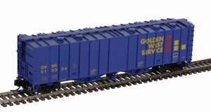 Atlas ~ N Scale ~ 4180 Airslide Covered Hopper ~ Ready to Run ~ Master ~ Golden West Service 513050 (blue, red, yellow) ~ 50005818