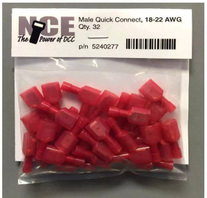 NCE ~ MQCR32 Male Quick Connect 18-22 Awg ~ Red ~ 32 Pack ~ 5240277