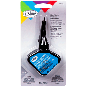 Testor Corp ~ All Scale ~ Finished-Product Cement Adhesives ~ Plastic Cement (Non-Toxic) ~ 1oz 29.6mL ~ Bottle with Precision Applicator ~ 3527