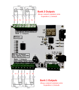 WifiTrax ~ All Scale ~ WFG-84 8-Way Wi-Fi LED Controller with Common Positive ~ WFG-84