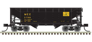 Atlas N Scale ~ 2-Bay Offset-Side Hopper with Flat Ends & Load ~ Ready to Run ~ Master ~ Maine Central #3754 (black, white, Harvest Gold) ~ 50006135
