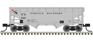 Atlas N Scale ~ 2-Bay Offset-Side Hopper with Flat Ends & Load ~ 3-Pack ~ Ready to Run ~ Master ~ Original Norfolk Southern (9124, 9133, 9169) (gray, black, red) ~ 50006142